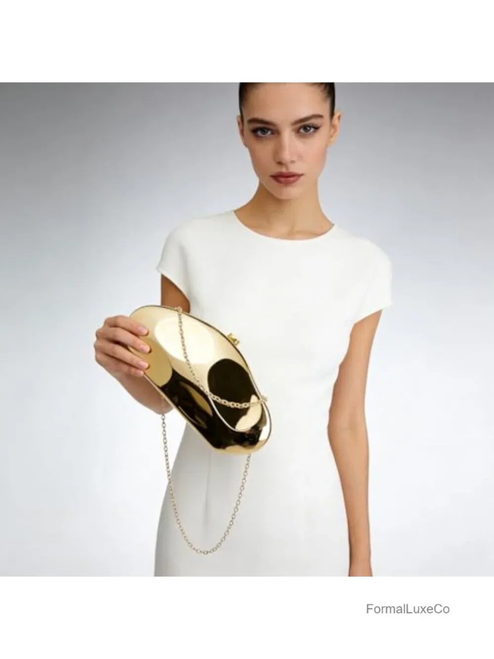 Acrylic Clutch Purse for Women Formal Evening Bag Shell Shape with Chain